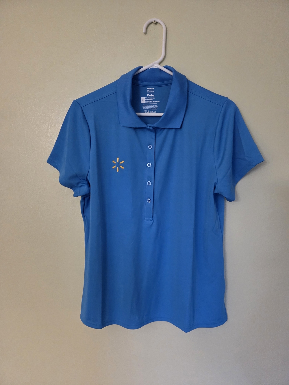 Walmart Associate Blue Polo Woman Size Large Yellow Spark Logo